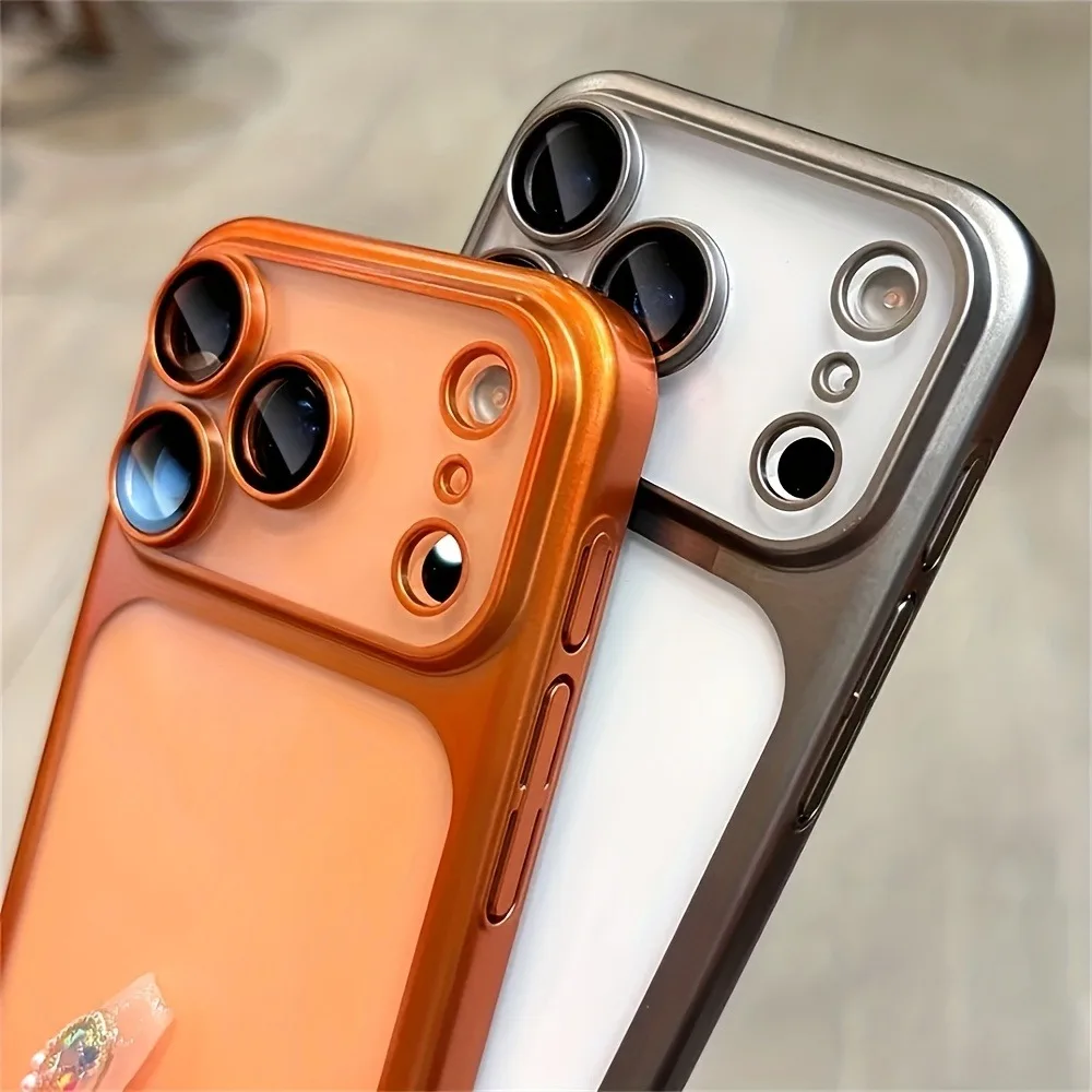 Luxury Plating Color PC Transparent Phone Case For iPhone 17 16 15 14 13 Pro Max Air Lens Protection Matte BackPlate Hard Cover thumbnail 3