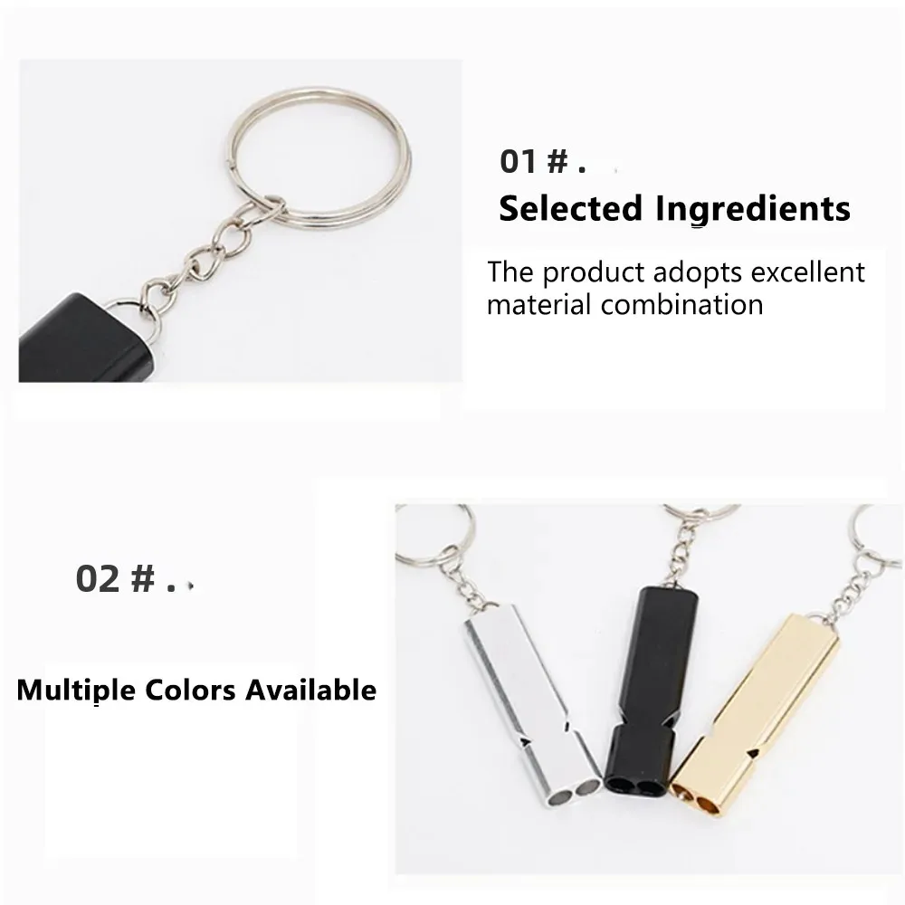Flat Aluminum Alloy Dual Frequency Survival Whistle Double Tube Outdoor Survival Survival Whistle Equipment Equipped EDC Tool thumbnail 5