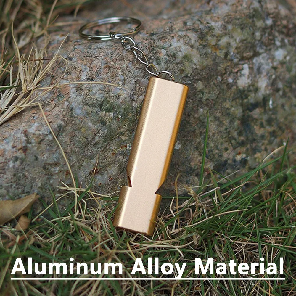 Flat Aluminum Alloy Dual Frequency Survival Whistle Double Tube Outdoor Survival Survival Whistle Equipment Equipped EDC Tool thumbnail 4