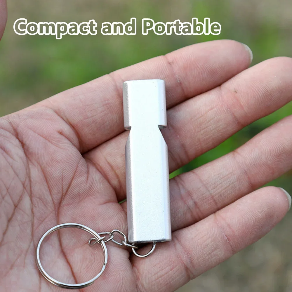 Flat Aluminum Alloy Dual Frequency Survival Whistle Double Tube Outdoor Survival Survival Whistle Equipment Equipped EDC Tool thumbnail 3