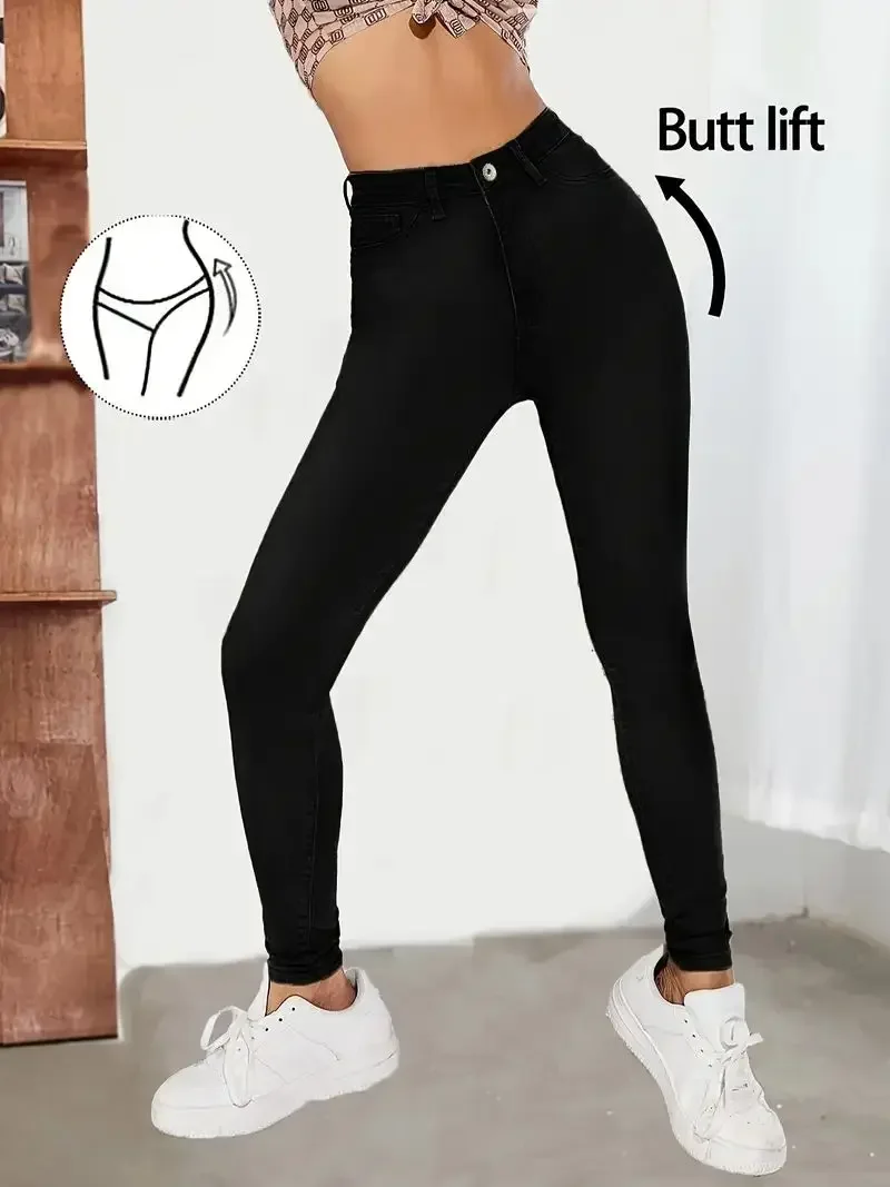 Y2k Jeans For Woman Vintage Style Black Stretch Skinny High Waist Denim Pants Casual Fashion Trousers Comfort Fit thumbnail 2