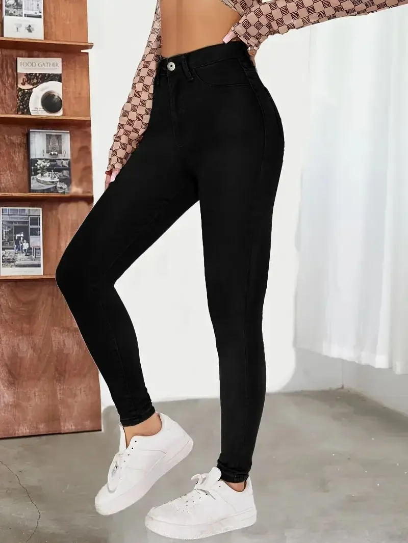 Y2k Jeans For Woman Vintage Style Black Stretch Skinny High Waist Denim Pants Casual Fashion Trousers Comfort Fit thumbnail 4