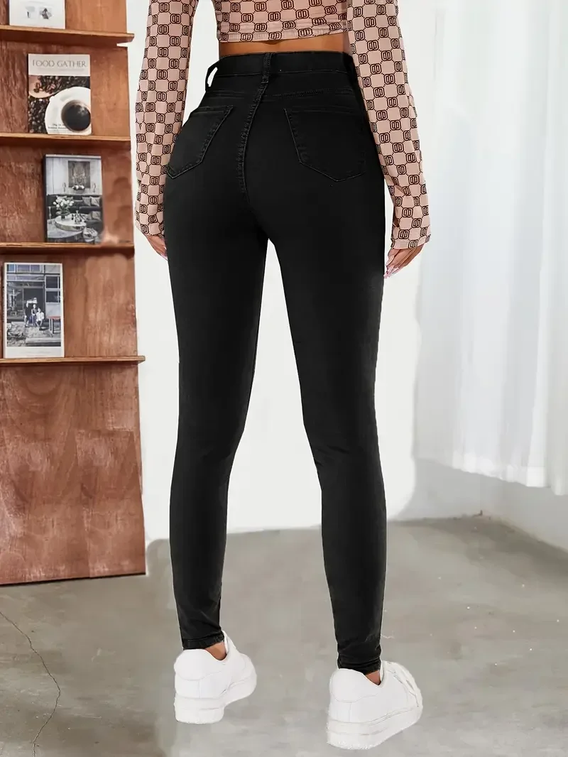 Y2k Jeans For Woman Vintage Style Black Stretch Skinny High Waist Denim Pants Casual Fashion Trousers Comfort Fit thumbnail 5