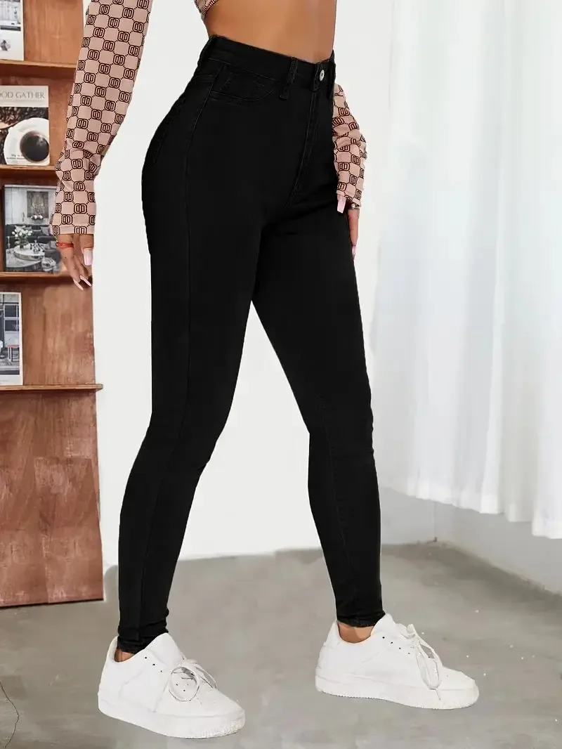 Y2k Jeans For Woman Vintage Style Black Stretch Skinny High Waist Denim Pants Casual Fashion Trousers Comfort Fit thumbnail 3