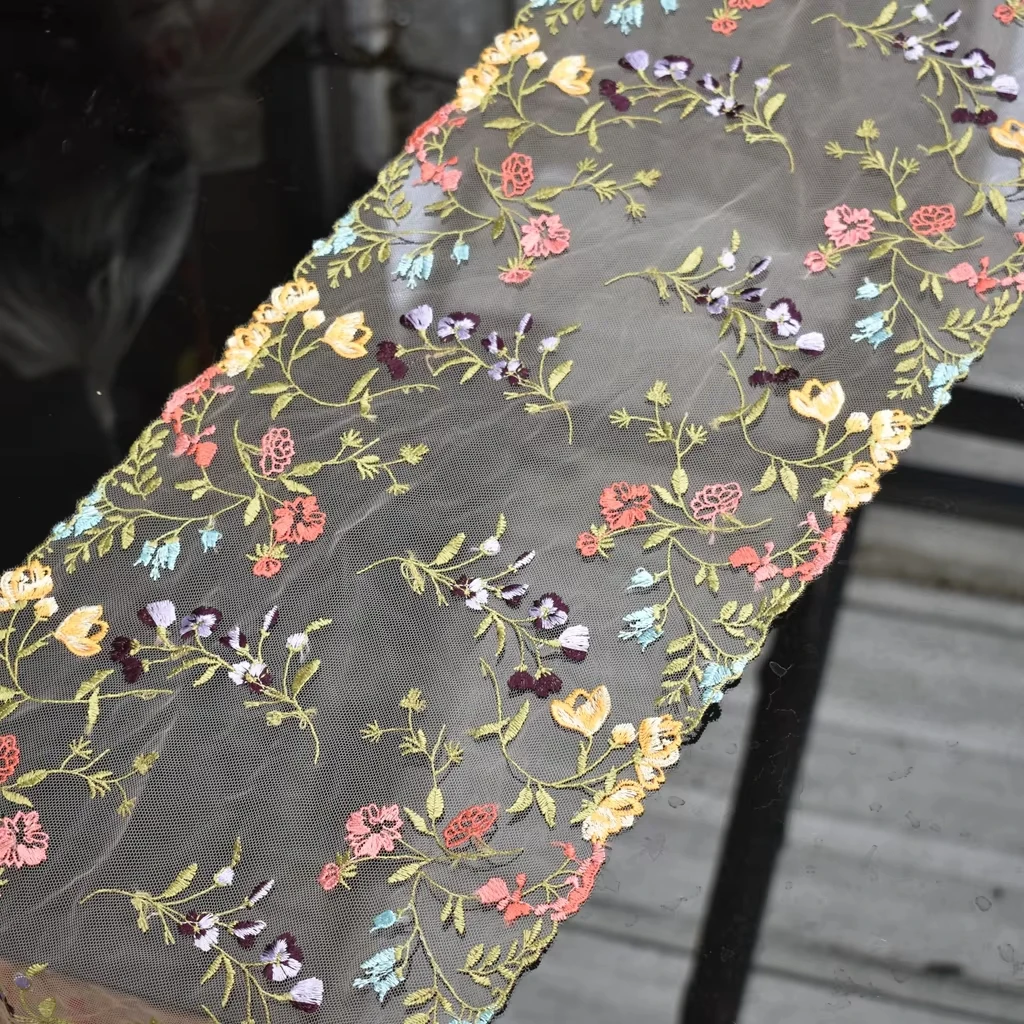 Mesh Embroidered Soft Mesh Tulle Lace Fabric Trim Flower Sewing Crafts Diy Handmade Sexy Patchwork Supplies Craft Decorative thumbnail 3