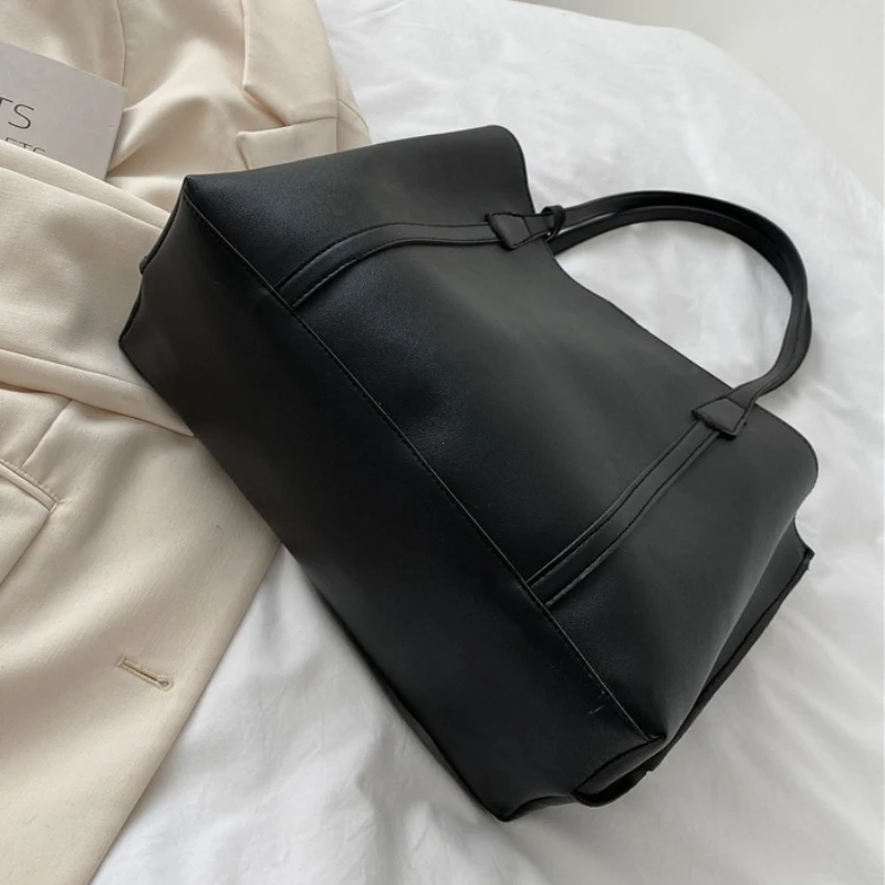 Large Capacity Women's Bag, New Soft Leather Tote Bag, Casual and Versatile Single Shoulder Bags for Woman Korean Style Handbags thumbnail 2