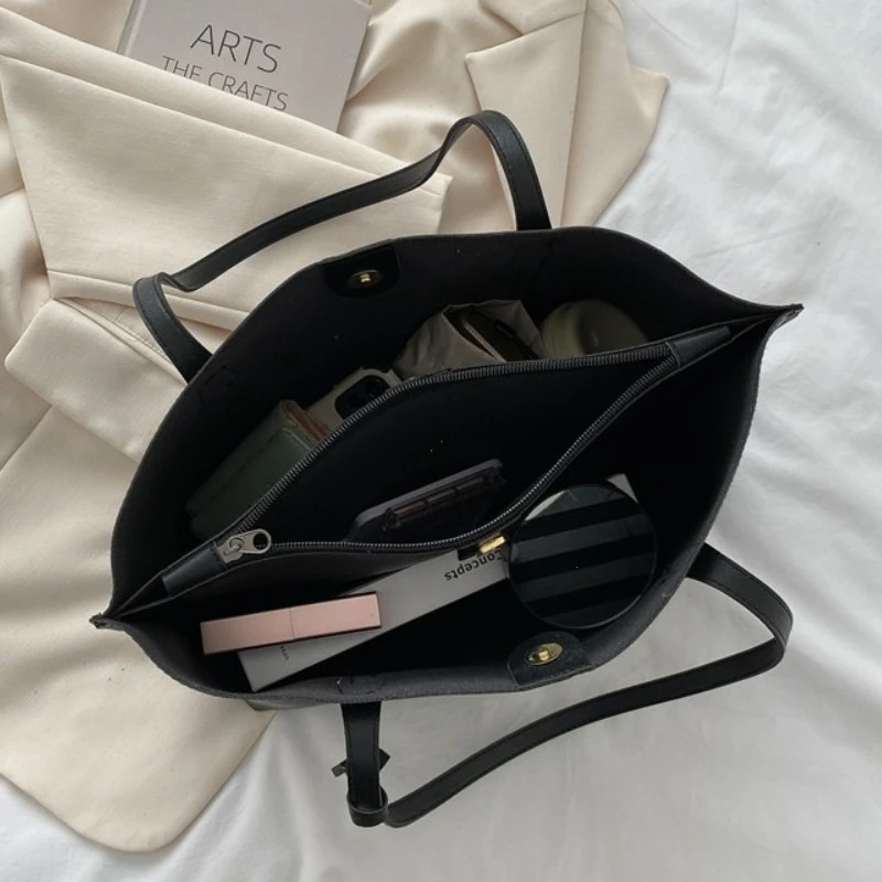 Large Capacity Women's Bag, New Soft Leather Tote Bag, Casual and Versatile Single Shoulder Bags for Woman Korean Style Handbags thumbnail 4