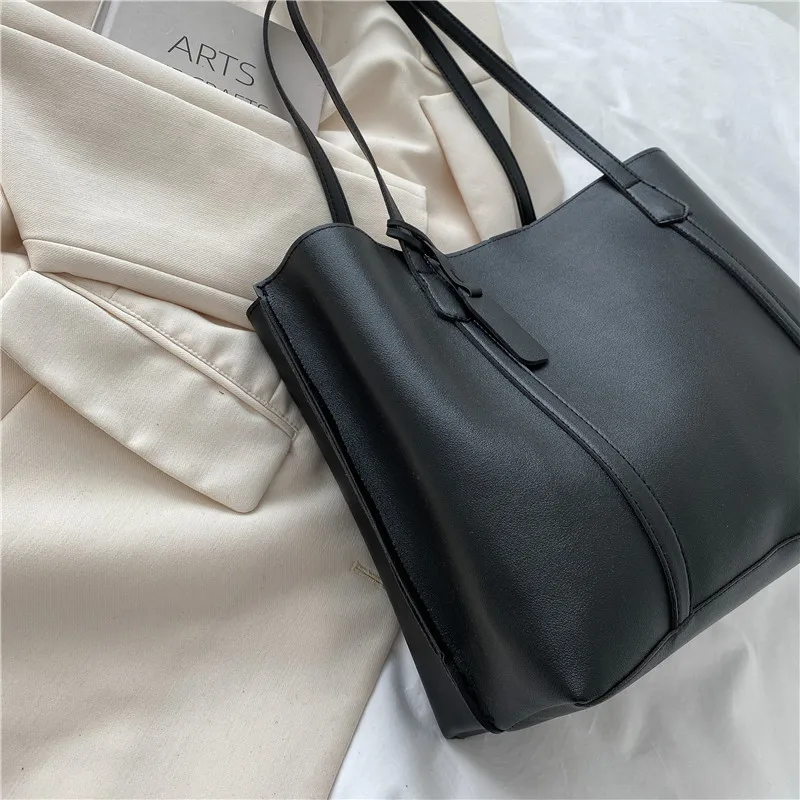 Large Capacity Women's Bag, New Soft Leather Tote Bag, Casual and Versatile Single Shoulder Bags for Woman Korean Style Handbags thumbnail 3