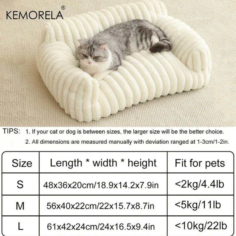 KEMORELA 1PC Striped Cat Sofa Bed Soft Polyester Pet Bed Breathable for All Seasons Suitable for Small to Medium Catsor Sleeping thumbnail 6