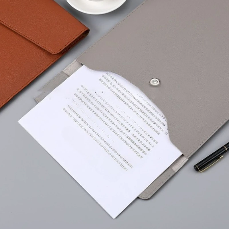 PU Leather File Folders A4 Document Holder File Storage Bag for Office Home Travel thumbnail 5