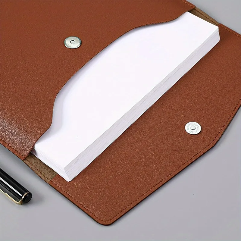 PU Leather File Folders A4 Document Holder File Storage Bag for Office Home Travel thumbnail 2
