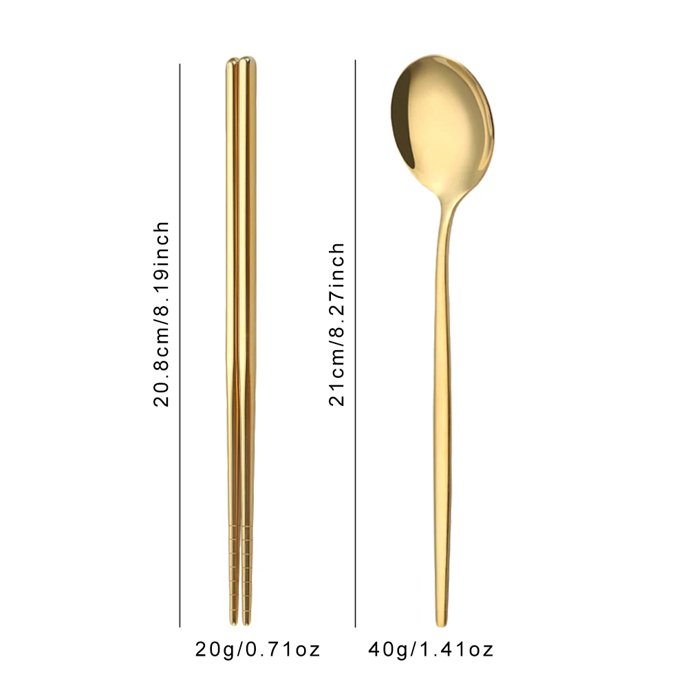 6Pcs Korean Dinnerware Set High Quality Stainless Steel Flatware Set Mirror Silver Dinner Spoon Chopsticks Tableware Cutlery Set thumbnail 3