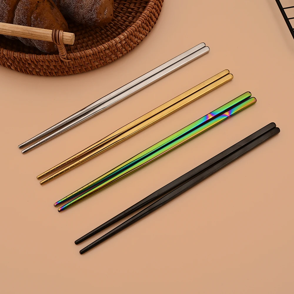 6Pcs Korean Dinnerware Set High Quality Stainless Steel Flatware Set Mirror Silver Dinner Spoon Chopsticks Tableware Cutlery Set thumbnail 6