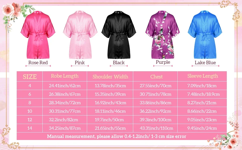 6-18Pcs Spa Party Robes for Girls Kids Birthday Kimono Satin Robe Slumber Party Sleepover Pajamas Party Gowns Pink Party Favors thumbnail 6