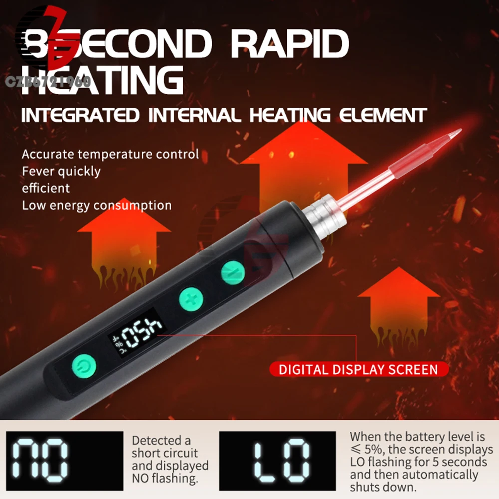 DC 5V Mini USB Type-C Soldering Iron Set Digital Electric Soldering Iron Adjustable Temperature DIY Heating Repair Welding Tool thumbnail 5