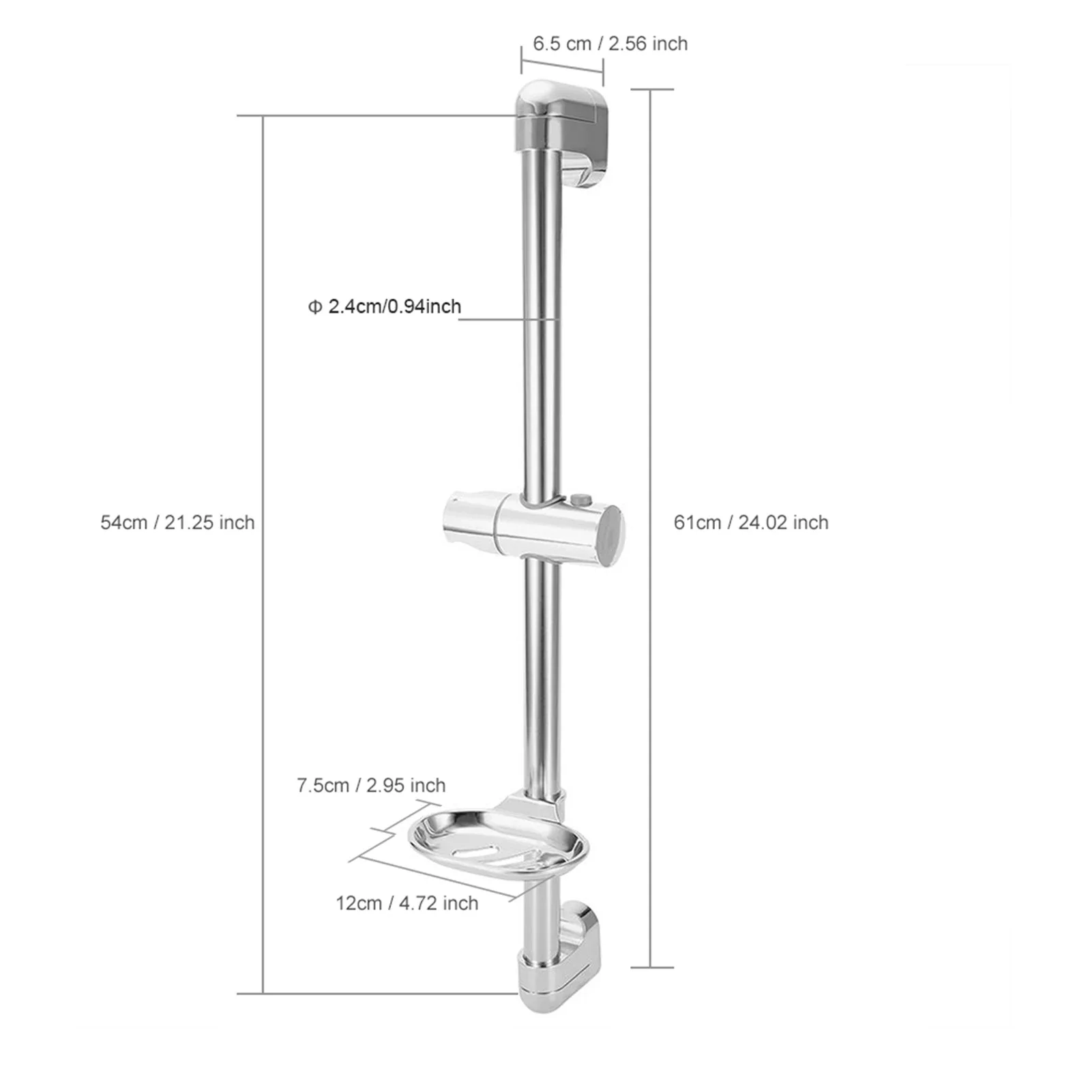 Stainless Steel Lifting Handhold Shower G1/2 Bathroom Fixtures Shower Equipment Slide  Head Holder Bracket with Soap Box thumbnail 5