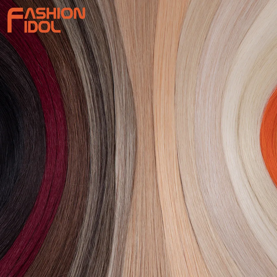 FASHION IDOL 28inch 200g Yaki Straight Hair Synthetic Wefts Hair Bundles Ombre Blonde Hair Bundles Salon Natural Hair Extensions thumbnail 6