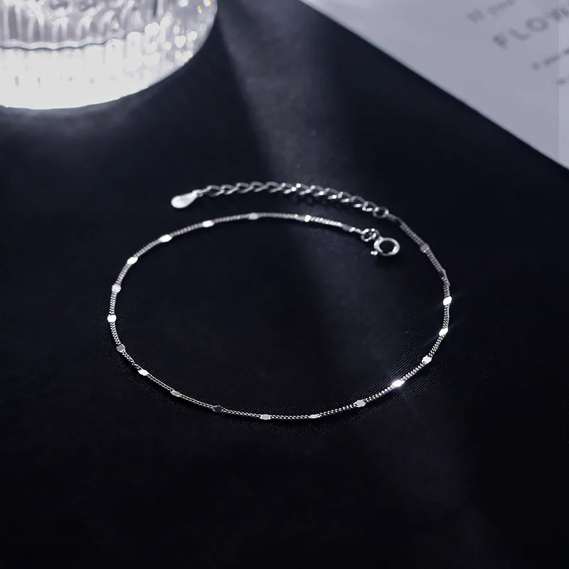 New 925 Sterling Silver Simple Chain Anklet Personalized Charm Anklet Birthday Gift for Women Exquisite Jewelry thumbnail 3