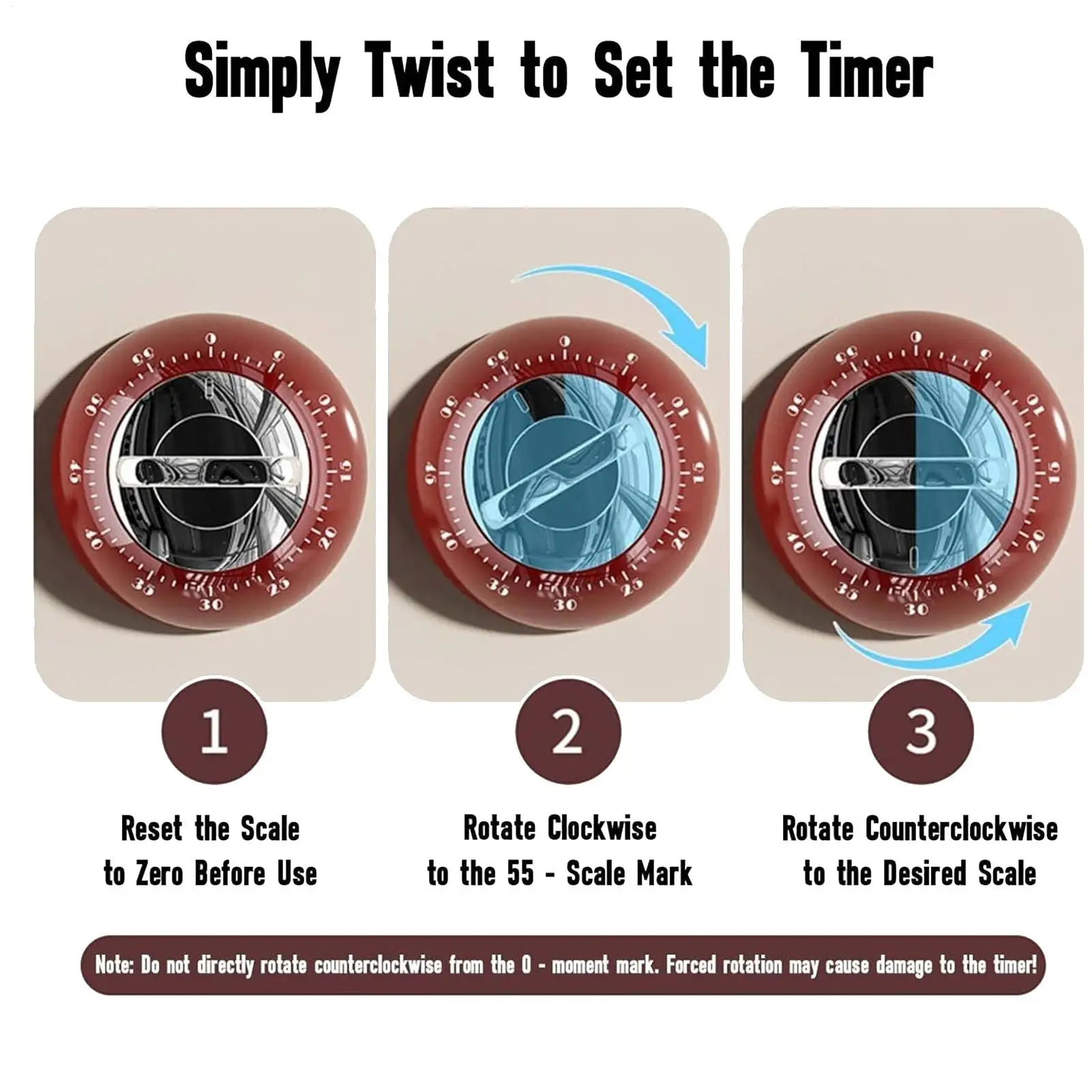 Kitchen Timer Manual Magnetic 60 Minutes Kitchen Timer Home Gadgets for BBQ Grilling Seniors Kids Home Workouts Professional thumbnail 4