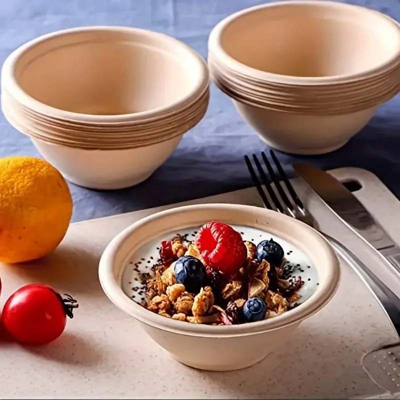 50/100PCS Disposable White Brown Paper Bowl Tableware Birthday Parties Restaurants Wedding Banquets Fruit Salad Containers thumbnail 5