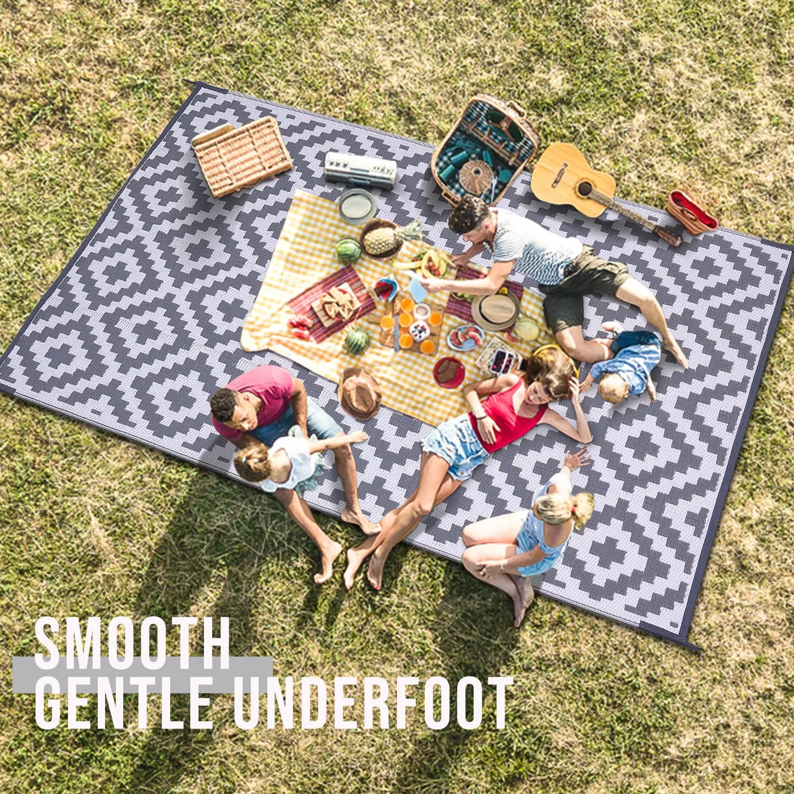 Hapihappy New Reversible Plastic Rugs For Camping Outdoor Mat Carpet For Rooftop Non-slip Waterproof Indoor Mats For Living Room
