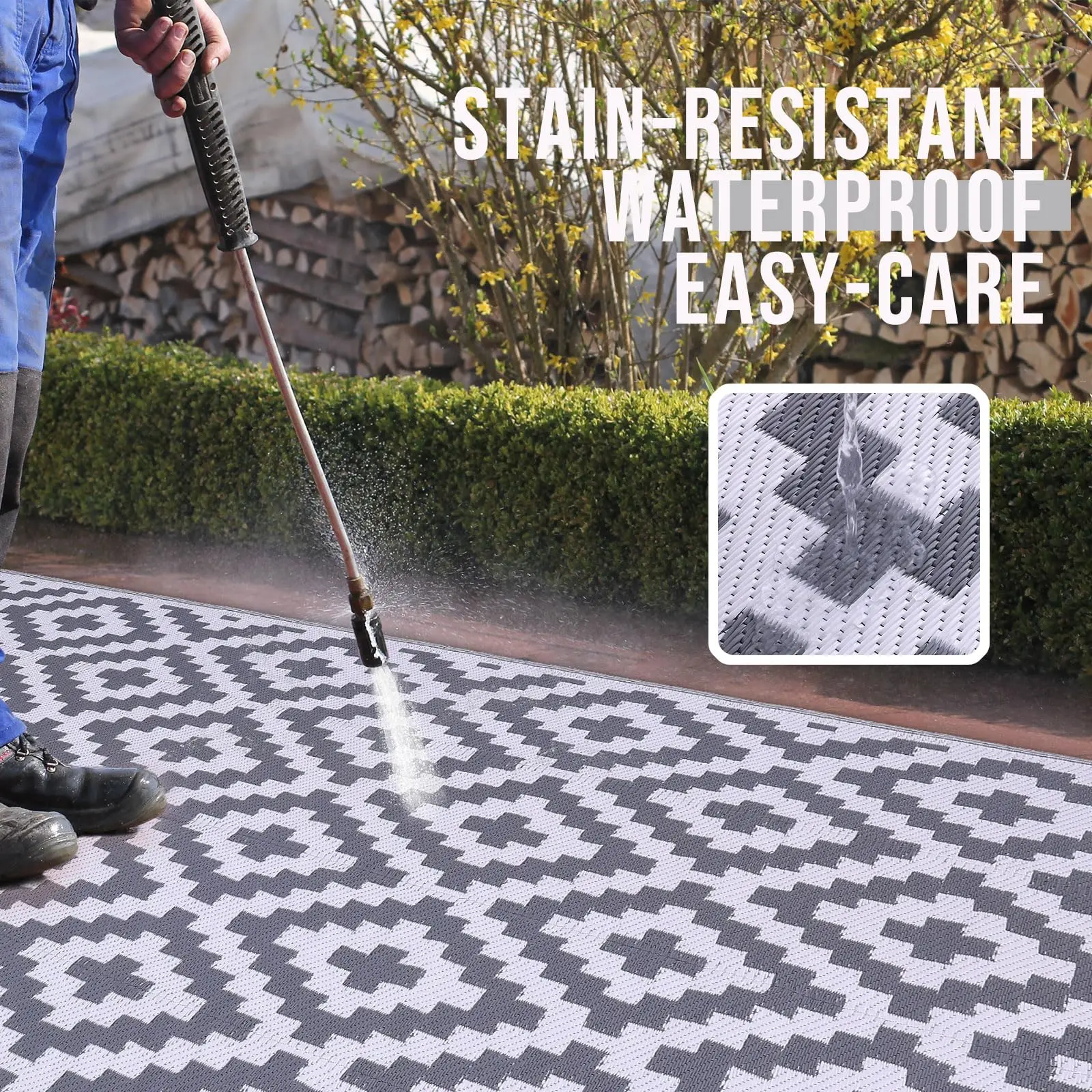 Hapihappy New Reversible Plastic Rugs For Camping Outdoor Mat Carpet For Rooftop Non-slip Waterproof Indoor Mats For Living Room thumbnail 3