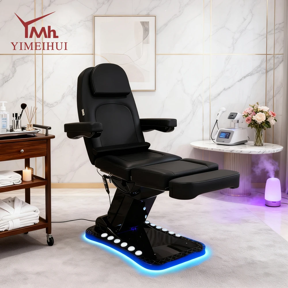 Black Electric 3 Motor Aesthetic Reclining Examination Tattoo Chair Spa Massage Table Cosmetic Facial Beauty Bed thumbnail 2