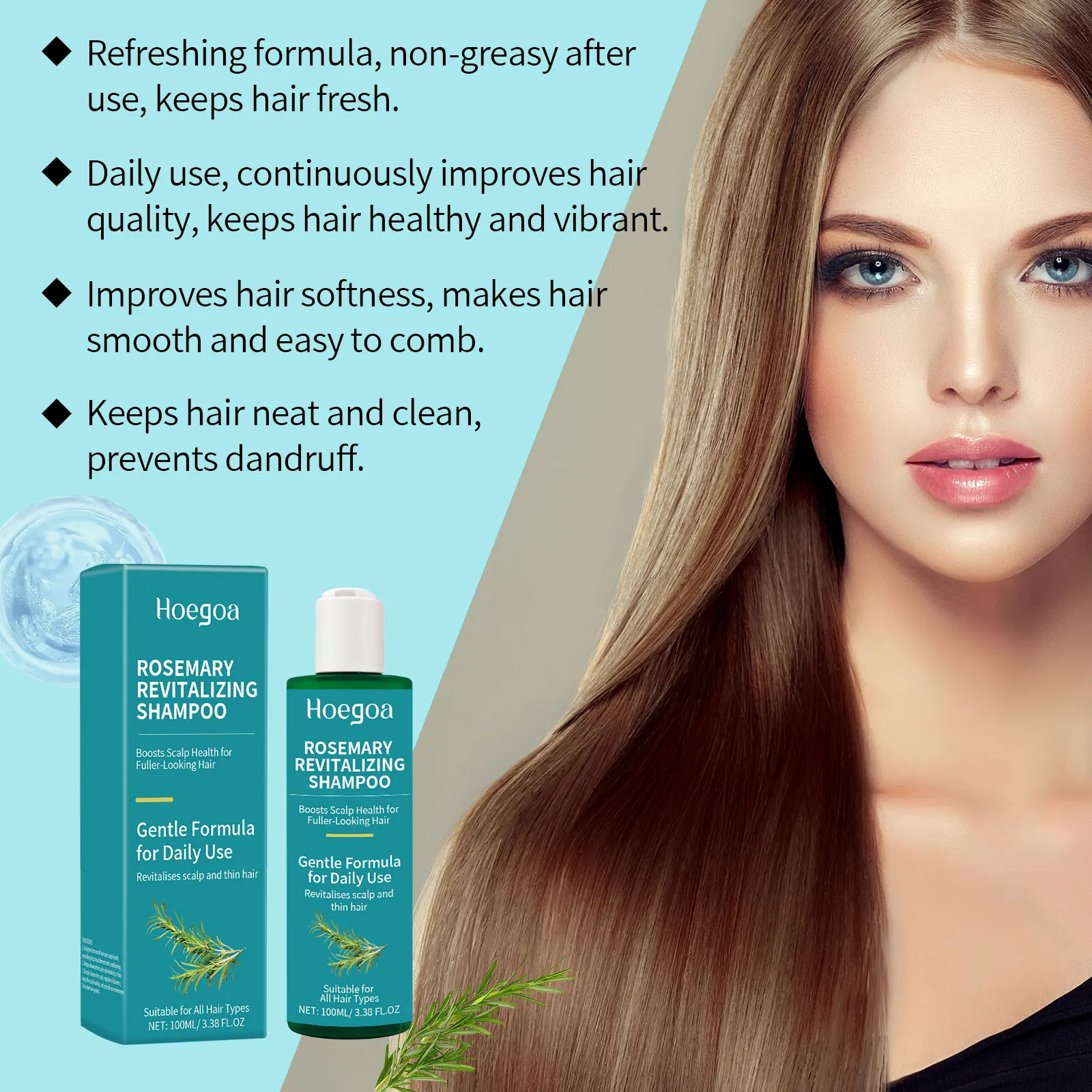Organic Rosemary Hair Care Set Shampoo&Conditioner&Serum Nourish Strengthen Hair Roots Improve Dry Frizzy Hair Smooth Treatment thumbnail 2