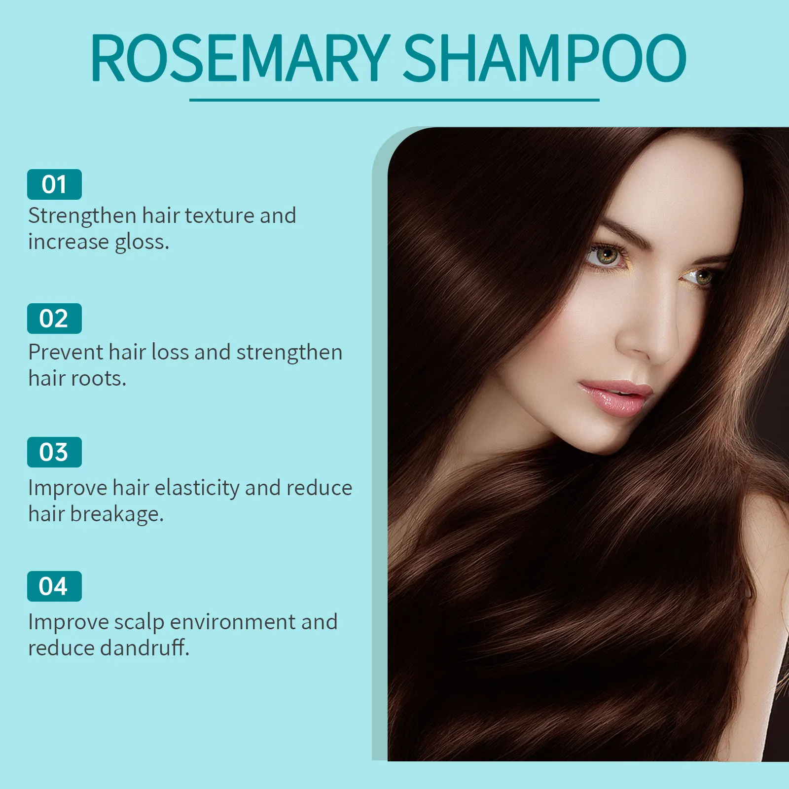 Organic Rosemary Hair Care Set Shampoo&Conditioner&Serum Nourish Strengthen Hair Roots Improve Dry Frizzy Hair Smooth Treatment thumbnail 3
