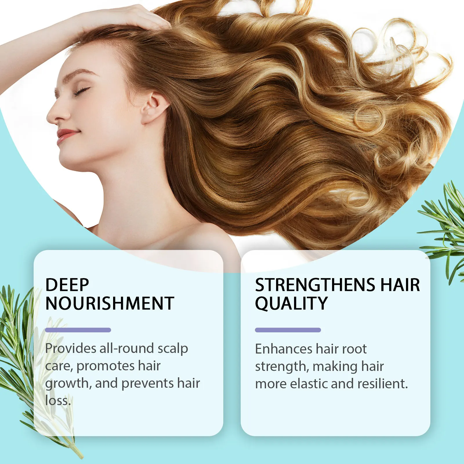 Organic Rosemary Hair Care Set Shampoo&Conditioner&Serum Nourish Strengthen Hair Roots Improve Dry Frizzy Hair Smooth Treatment thumbnail 4