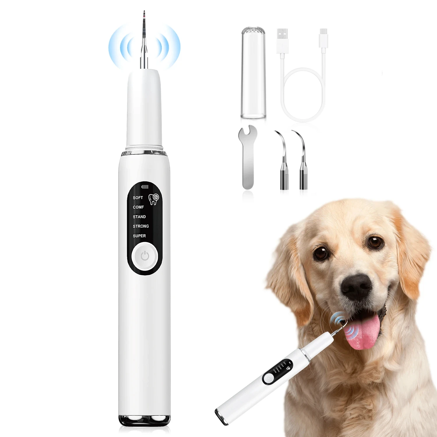 Pet Dental Scaler for Dogs And Cats Ultrasonic Tooth Cleaner with LED Light Tartar Removal Teeth Cleaning Tool thumbnail 2