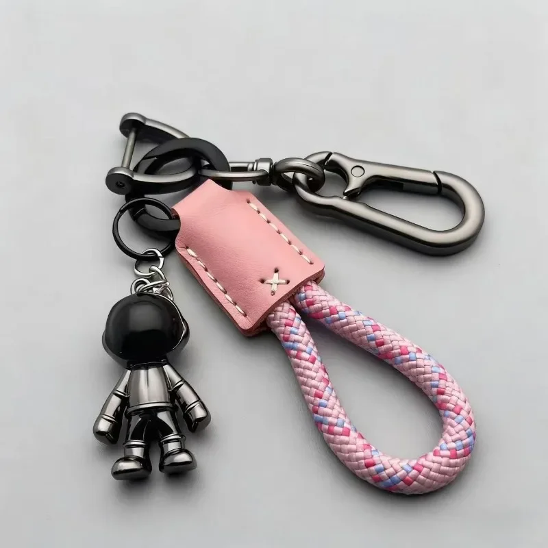 Personalized Logo Key Chain Ring Braid Rope Astronaut Pendant Custom Name Number Cartoon Cute Car Leather Keychain  Bag Keyring thumbnail 2