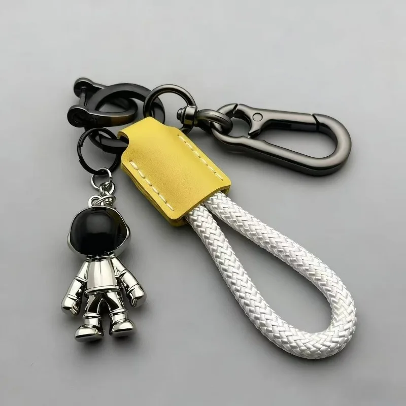 Personalized Logo Key Chain Ring Braid Rope Astronaut Pendant Custom Name Number Cartoon Cute Car Leather Keychain  Bag Keyring thumbnail 5