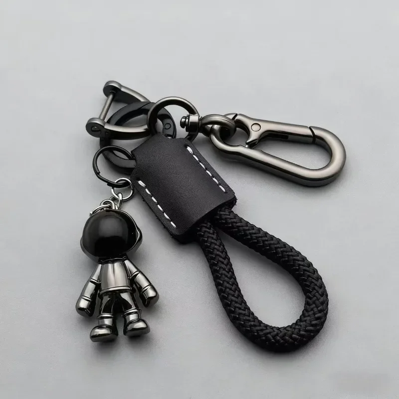 Personalized Logo Key Chain Ring Braid Rope Astronaut Pendant Custom Name Number Cartoon Cute Car Leather Keychain  Bag Keyring thumbnail 4