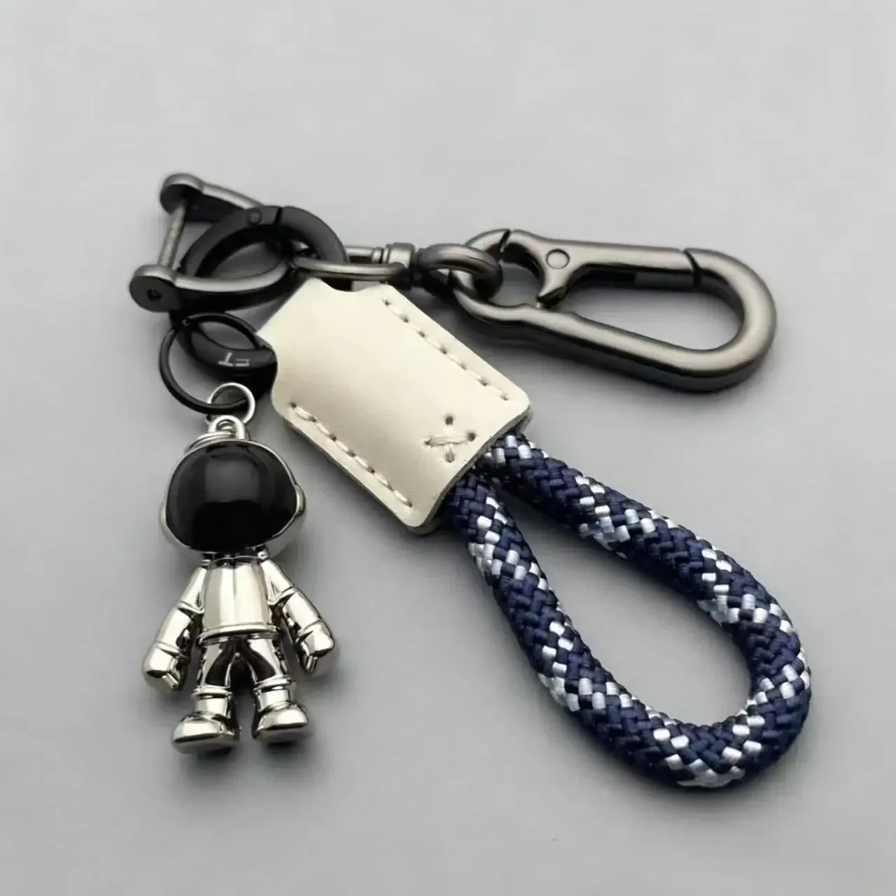 Personalized Logo Key Chain Ring Braid Rope Astronaut Pendant Custom Name Number Cartoon Cute Car Leather Keychain  Bag Keyring thumbnail 3