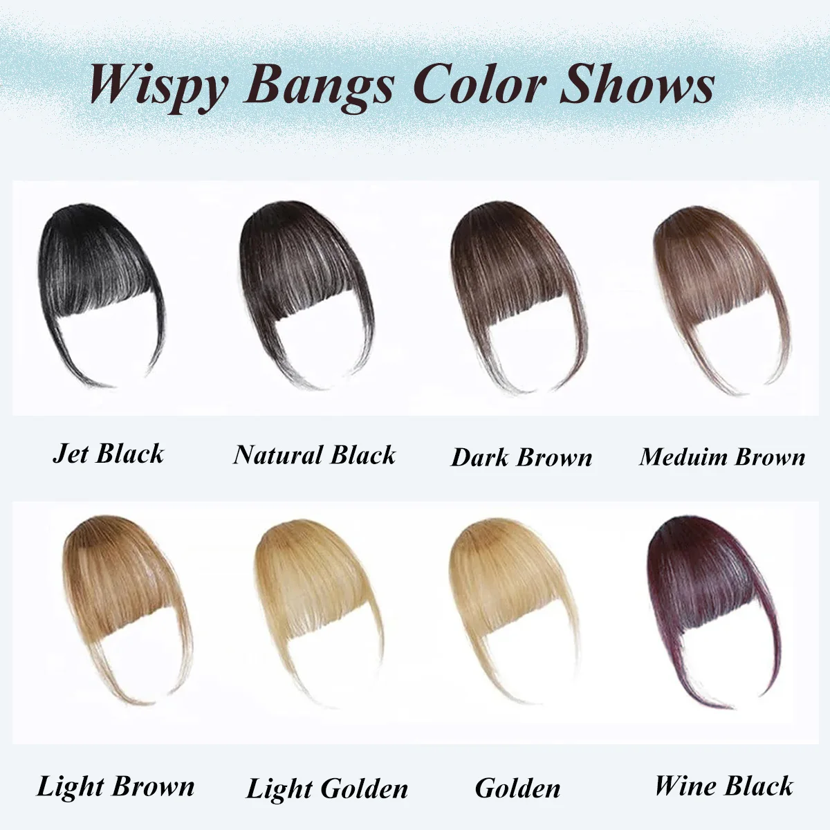 Wispy French Human Hair Bangs Clip on Light Air Bangs for Women Daily Use Black,Brown,Burg,Blond Color Bangs Hair Extensions thumbnail 4