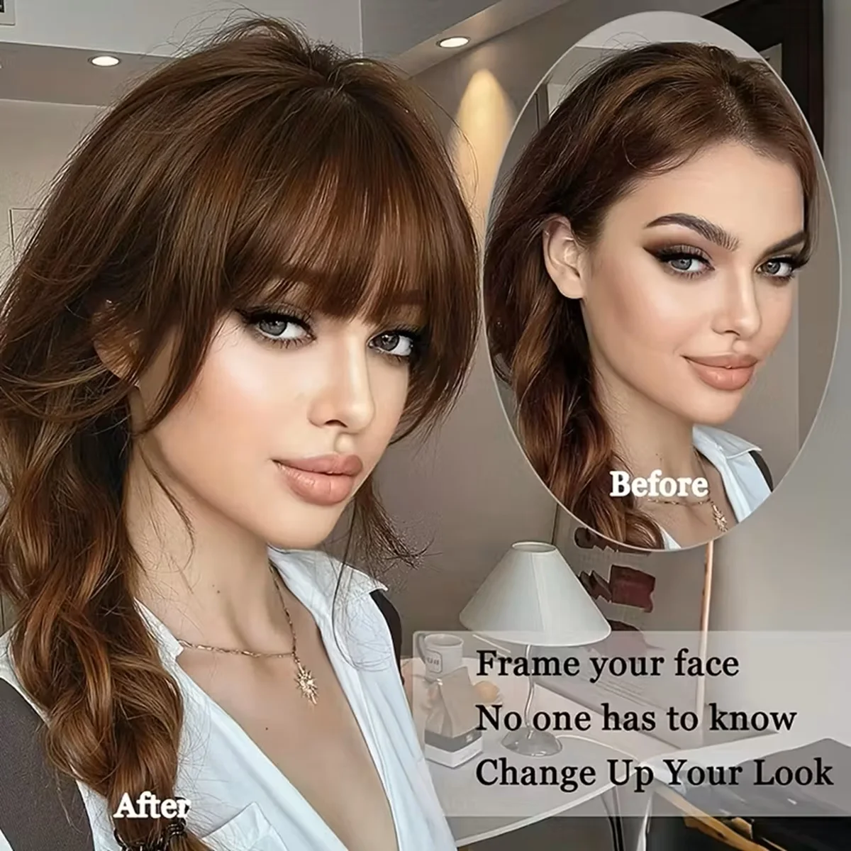 Wispy French Human Hair Bangs Clip on Light Air Bangs for Women Daily Use Black,Brown,Burg,Blond Color Bangs Hair Extensions thumbnail 5