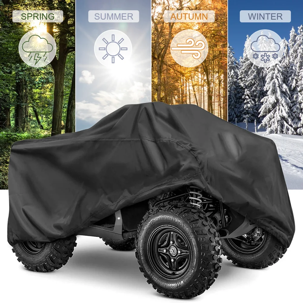 Quad Bike ATV Cover Universal 210D Oxford Waterproof Motorcycle Vehicle Scooter Kart Motorbike Resistant Dust UV Protector Black thumbnail 2
