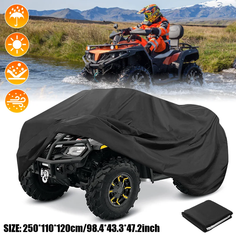 Quad Bike ATV Cover Universal 210D Oxford Waterproof Motorcycle Vehicle Scooter Kart Motorbike Resistant Dust UV Protector Black