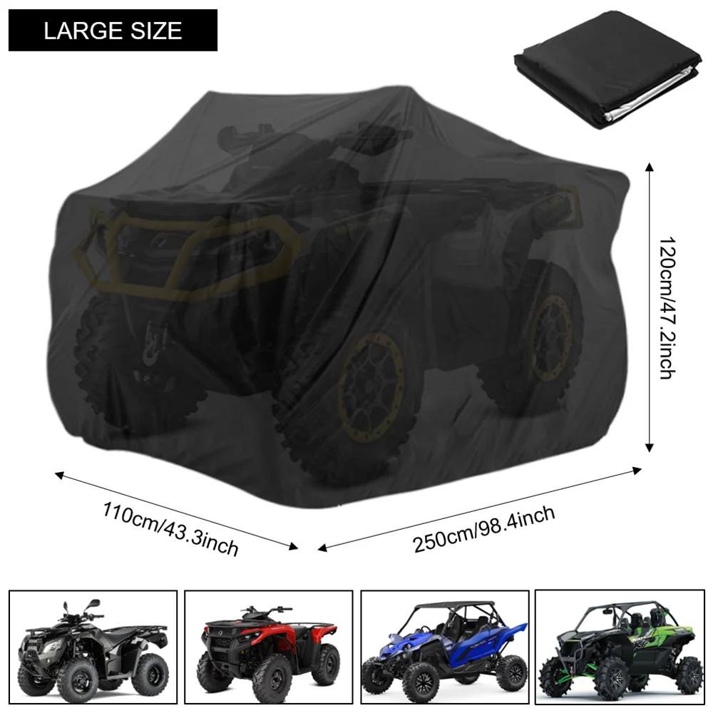 Quad Bike ATV Cover Universal 210D Oxford Waterproof Motorcycle Vehicle Scooter Kart Motorbike Resistant Dust UV Protector Black thumbnail 3