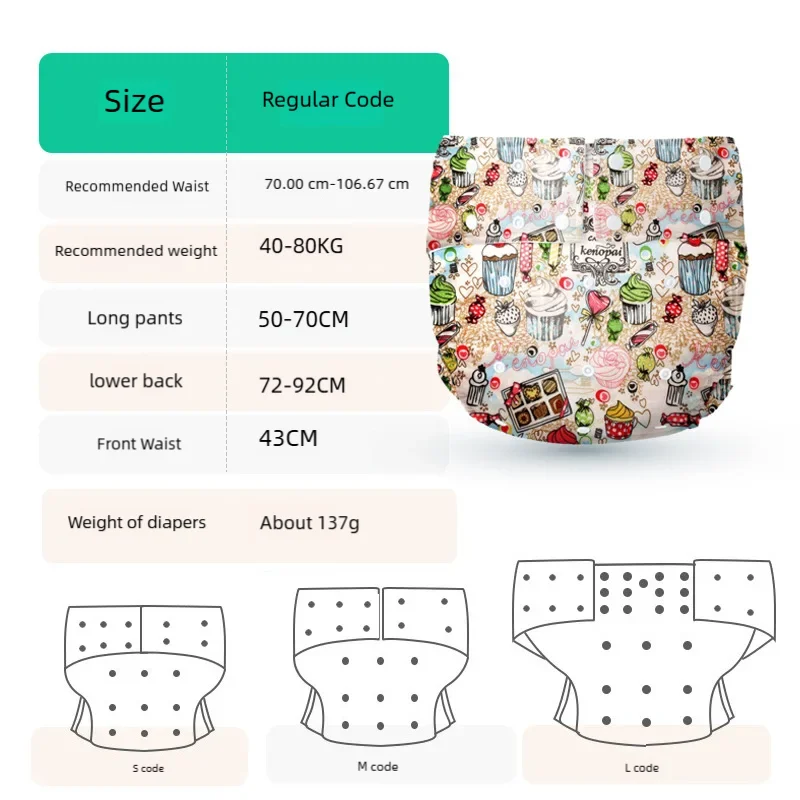 Waterproof PUL Reusable Adult Cloth Diapers - High-Quality Washable Incontinence Underwear, Adjustable Size for Men Women thumbnail 2