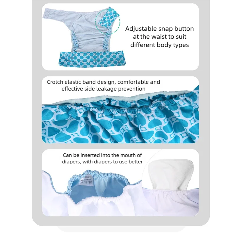Waterproof PUL Reusable Adult Cloth Diapers - High-Quality Washable Incontinence Underwear, Adjustable Size for Men Women thumbnail 6