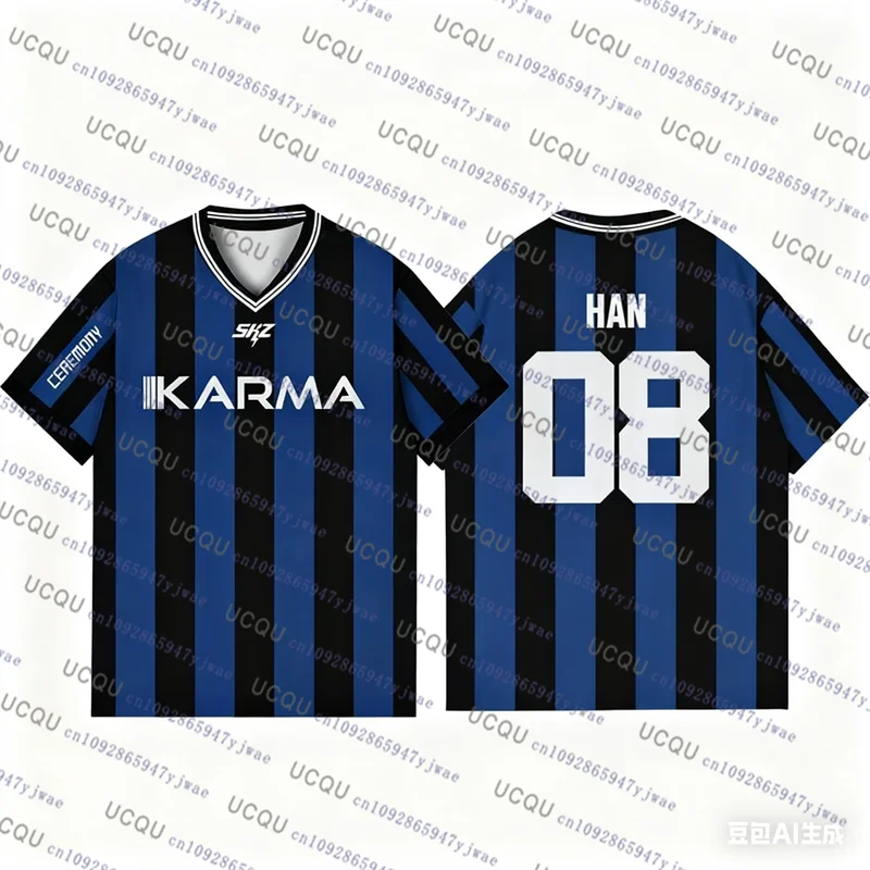 Kpop Stay Karma Album Fans TShirts Felix Bangchan Hyunjin Streetwear Loose Sport Oversize  Harajuku Short Sleeve Beach Tshirt thumbnail 2