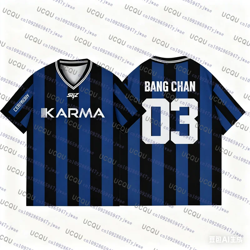 Kpop Stay Karma Album Fans TShirts Felix Bangchan Hyunjin Streetwear Loose Sport Oversize  Harajuku Short Sleeve Beach Tshirt thumbnail 5