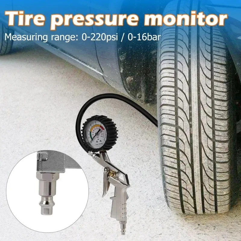 Car Tire Pressure Gauge Air Pressure Inflator Gauge Meter Tyre Pressure Monitoring System EU Plug 0-220 PSI Tester Tool thumbnail 3