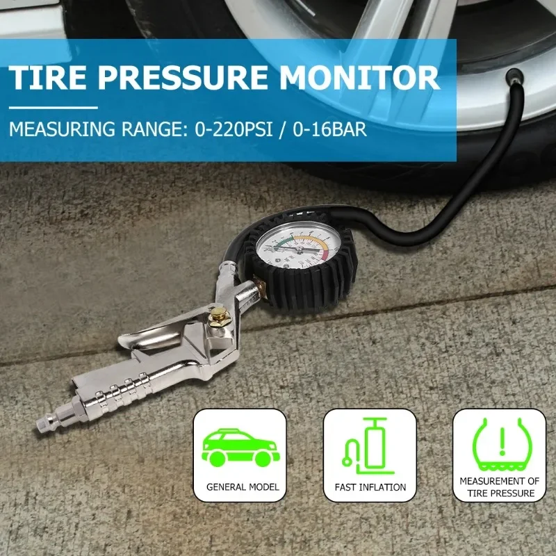 Car Tire Pressure Gauge Air Pressure Inflator Gauge Meter Tyre Pressure Monitoring System EU Plug 0-220 PSI Tester Tool thumbnail 5