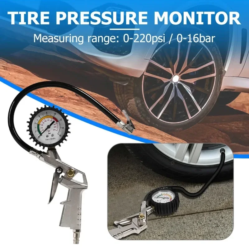 Car Tire Pressure Gauge Air Pressure Inflator Gauge Meter Tyre Pressure Monitoring System EU Plug 0-220 PSI Tester Tool thumbnail 4