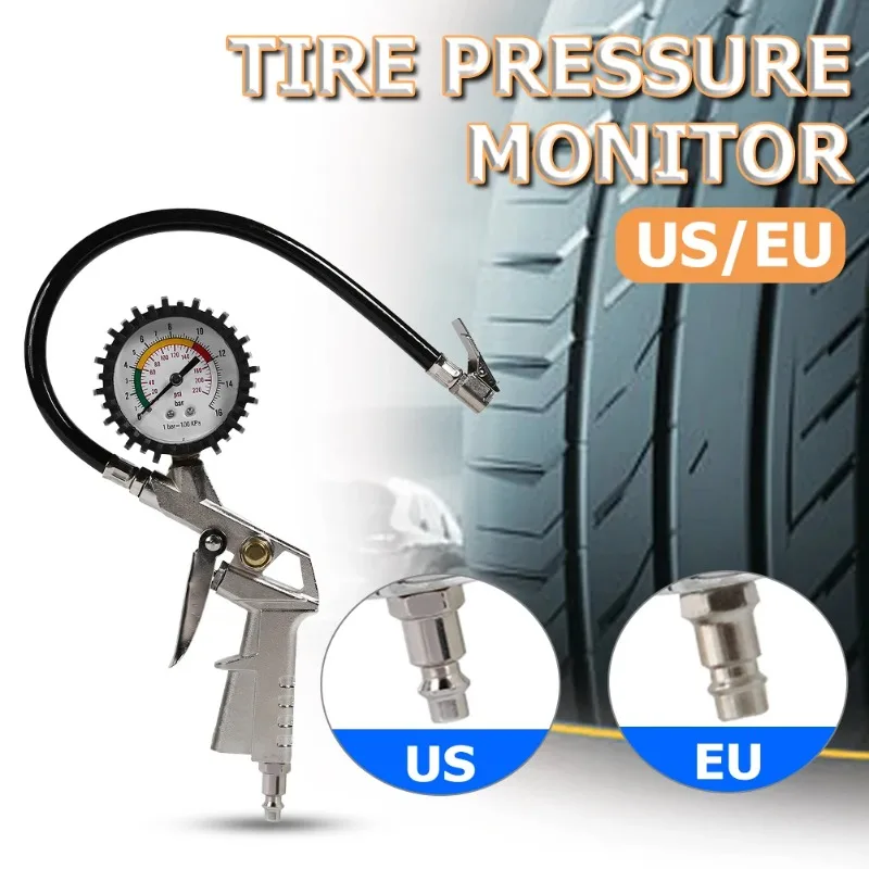 Car Tire Pressure Gauge Air Pressure Inflator Gauge Meter Tyre Pressure Monitoring System EU Plug 0-220 PSI Tester Tool thumbnail 2