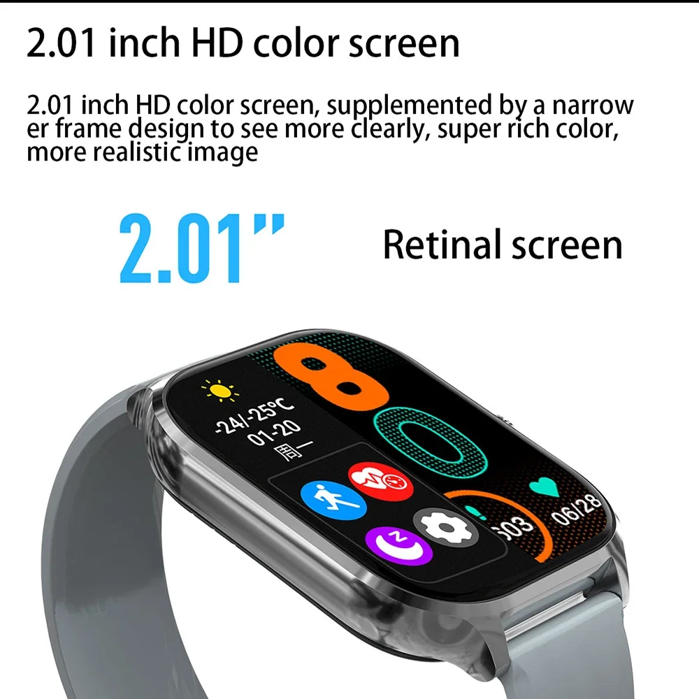 NEW 2.01'' Smartwatch Fitness Tracker Clock Sports Smartband Blood Pressure Monitor Smart Watches for Men Women IOS Android 2026 thumbnail 2