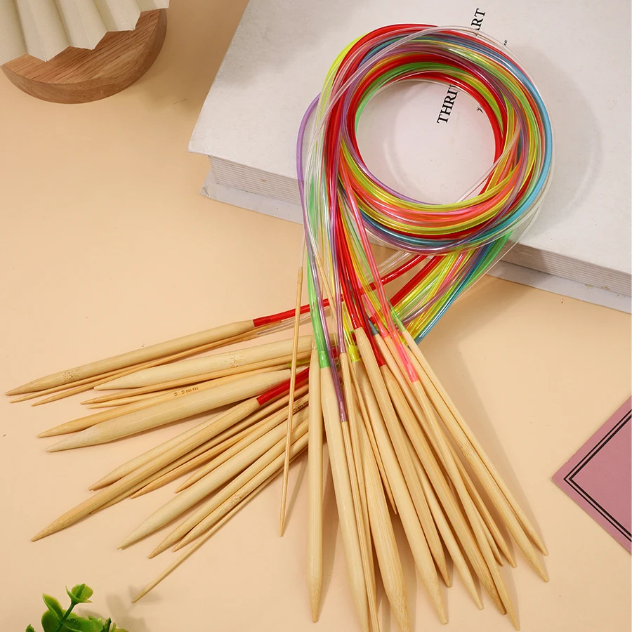 18pcs Circular Knitting Needles Set 2-10mm Bamboo Crochet Hooks Double Cusp Soft Tube Needle DIY Sweater Needle Accessories Set thumbnail 3